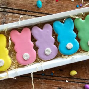 Rainbow bunnies in gift box